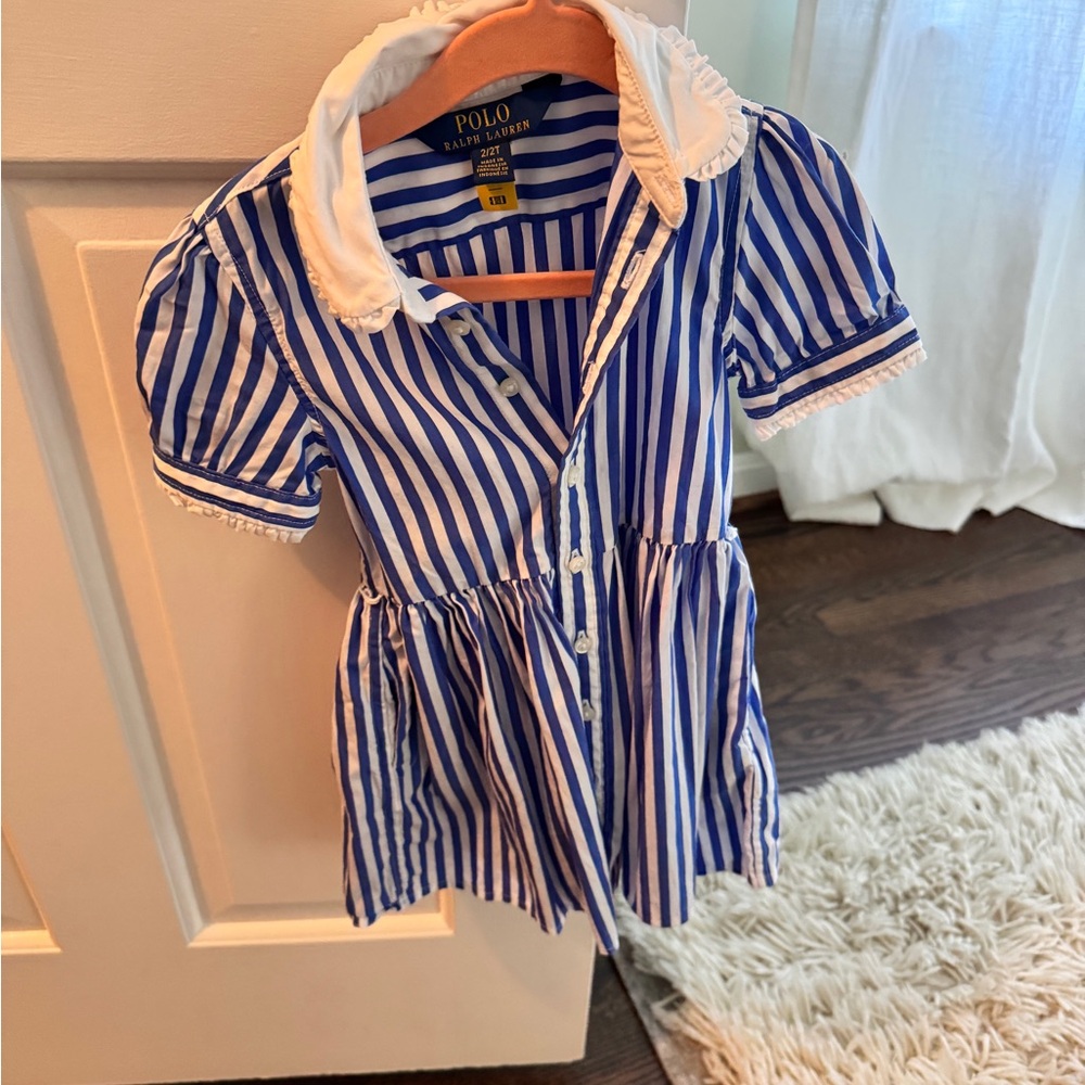 Polo by Ralph Lauren White and Blue Striped Dress - Picture 2 of 3